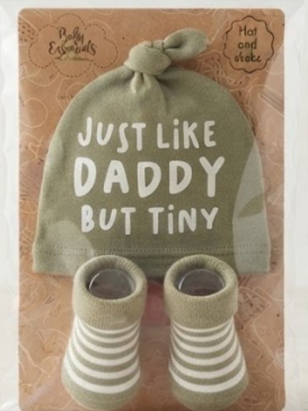 Baby Essentials "Just Like Daddy But Tiny" Hat & Socks Set 0-6M